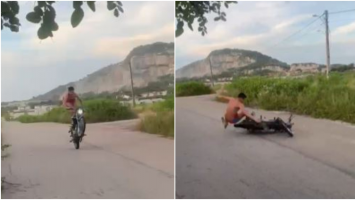 Jovem cai de moto ao fazer 'grau' e vai a UTI em hospital no Ceará; vídeo