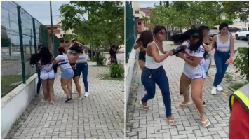 Torcedoras do Fortaleza forçam mulheres com blusa do Ceará tirar uniforme de time em via pública