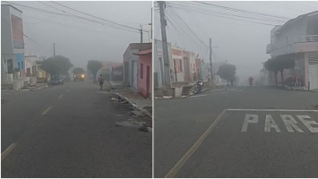 Névoa altera paisagem de cidade cearense durante a manhã; vídeo
