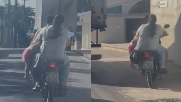 Vídeo: criança é transportada de forma perigosa em motocicleta na Grande Fortaleza